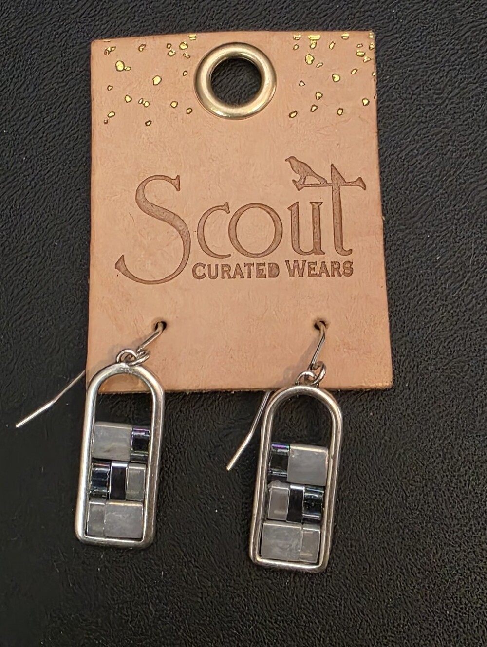 Scout Silver Mosaic Drop Earrings - Gray Inlay